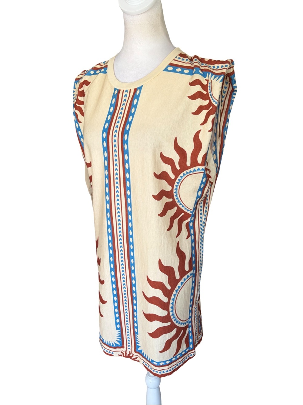 FARM Rio Sun Print Sleeveless Tunic Mini Dress Cream Size Small - Picture 5 of 13